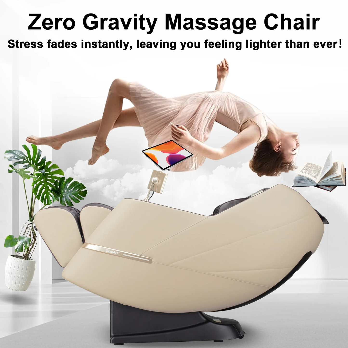 4D Massage Chair Full Body Zero Gravity, Massage Chairs and Recliners with Heated, SL Track, Bluetooth, APP Controller(Beige)