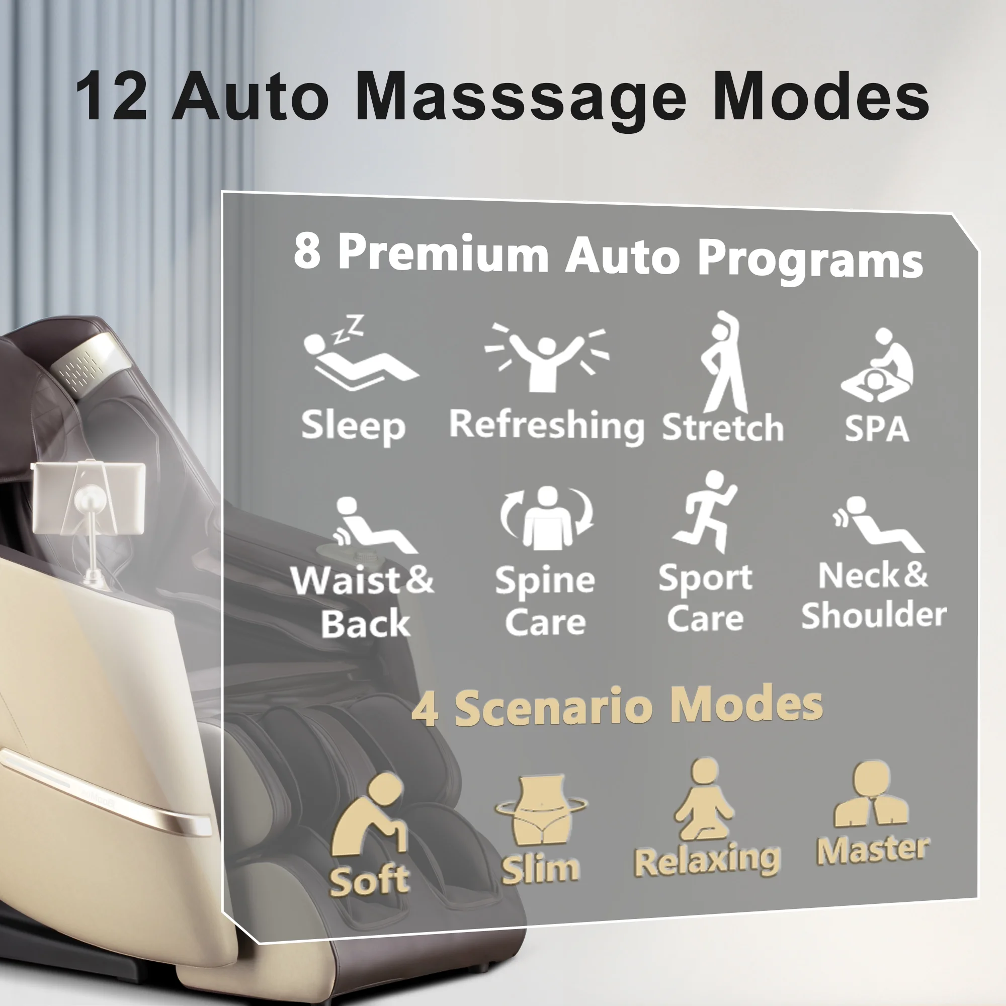 4D Massage Chair Full Body Zero Gravity, Massage Chairs and Recliners with Heated, SL Track, Bluetooth, APP Controller(Beige)